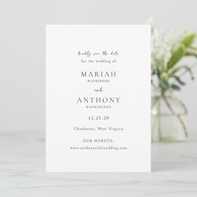 Minimal Elegant Wedding Save The Date (Standing Front)