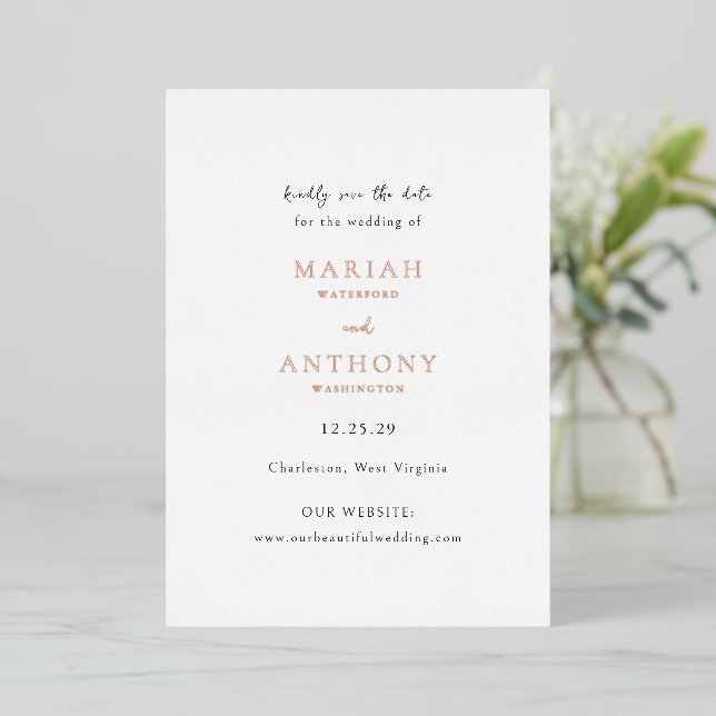 Minimal Elegant Wedding Save the Date (Standing Front)