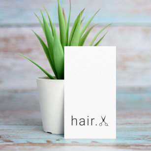 Minimal Elegant White Black Scissors Hairstylist Business Card