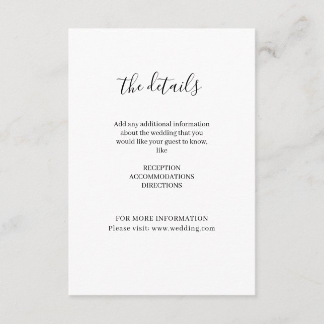 Minimal Elegant White Classic Wedding Enclosure Card (Front)