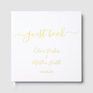 Minimal Elegant White Classic Wedding Guest Book