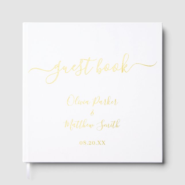 Minimal Elegant White Classic Wedding Guest Book (Front)