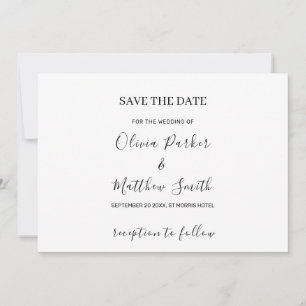 Minimal Elegant White Classic Wedding Save The Date