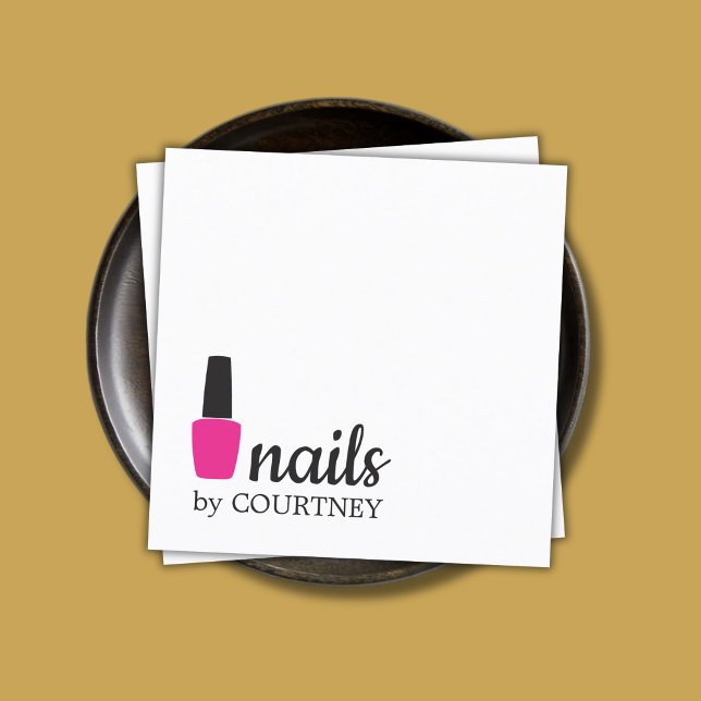 Minimal Elegant White Pink Nails Square Business Card (Creator Uploaded)