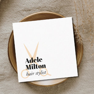 Minimal Elegant White Rose Scissors Hairstylist Square Business Card