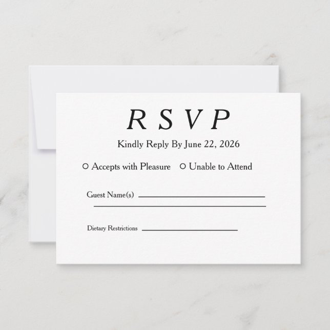 Minimal Elegant White RSVP Card (Front)