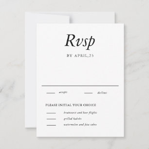 Minimal Elegant White Wedding RSVP Card