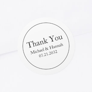 Minimal Elegant White Wedding Thank You Classic Ro Classic Round Sticker