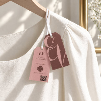 Minimal Elegent Brown Pink Product QR Hang Product Gift Tags