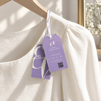 Minimal Elegent Purple White Product QR Hang Gift Tags