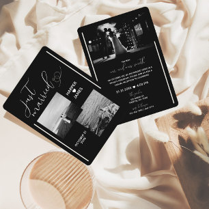 Minimal Elopement Reception Invite Modern Black