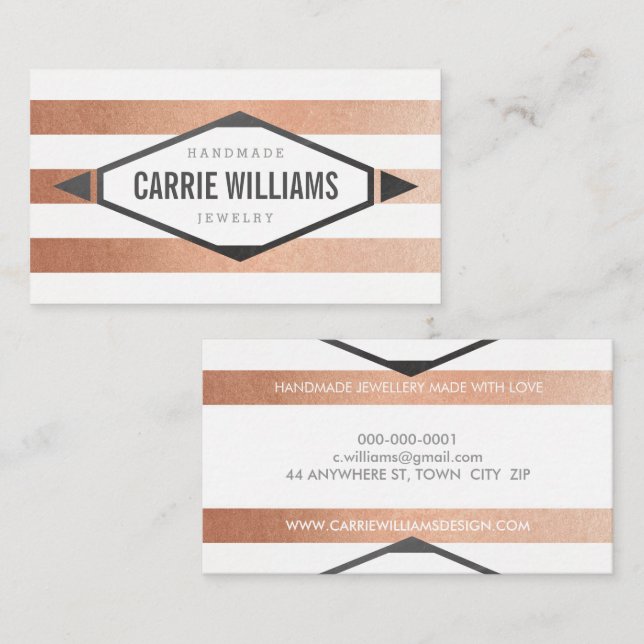 MINIMAL EMBLEM striped simple tribal rose gold Business Card (Front/Back)