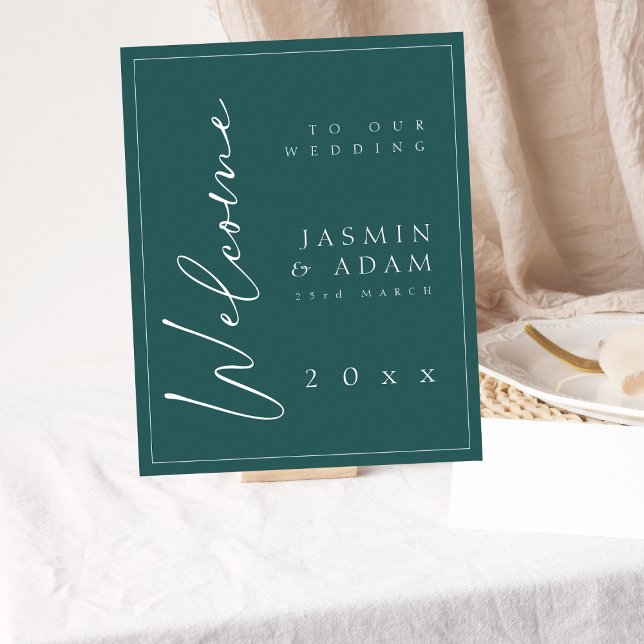 Minimal Emerald Green Script Wedding Welcome Sign (Creator Uploaded)