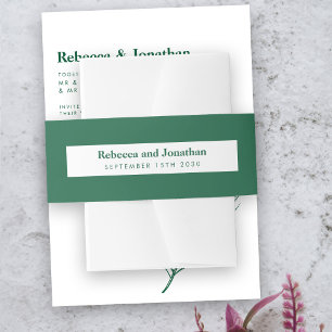 Minimal Emerald Green Wedding Invitation Belly Band