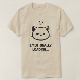 Minimal Emotional Cat Loading Expression Design T-Shirt