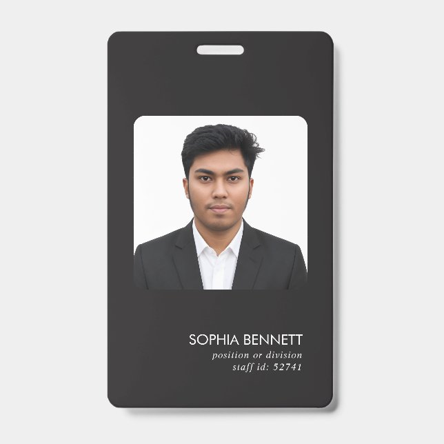 Minimal Employee Photo Identity Design ID Badge (Front)