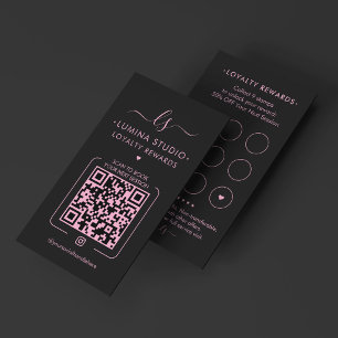 Minimal Esthetician Pink Black Beautician Reward Loyalty Card