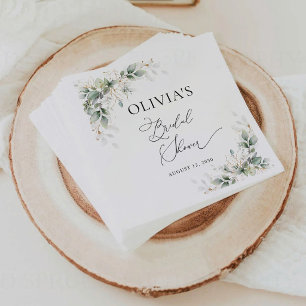 Minimal Eucalyptus Bridal Shower Napkin