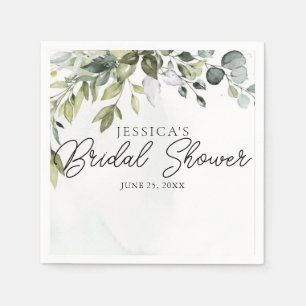 Minimal Eucalyptus Bridal Shower Napkins 
