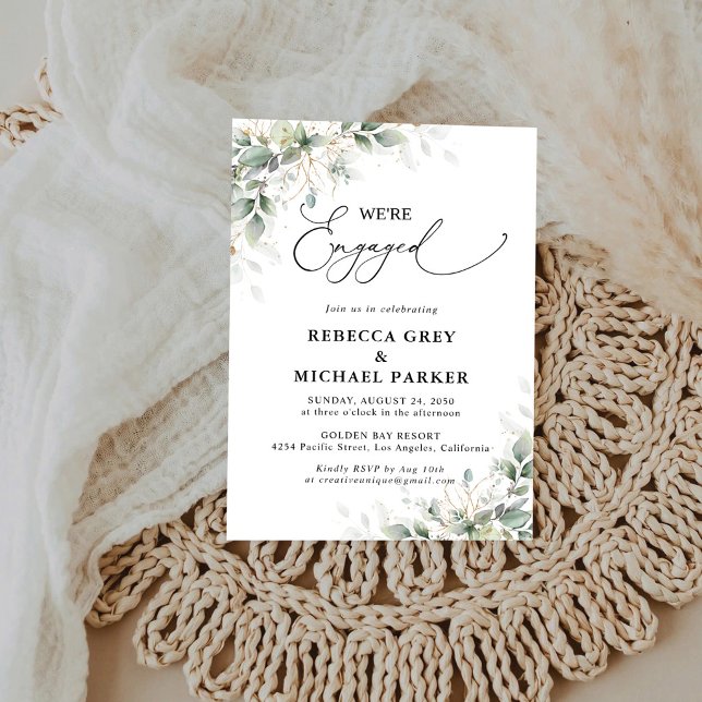 Minimal Eucalyptus Engagement Party Invitation (Creator Uploaded)