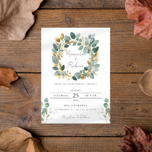 Minimal Eucalyptus & Gold Foil Wedding Invitation