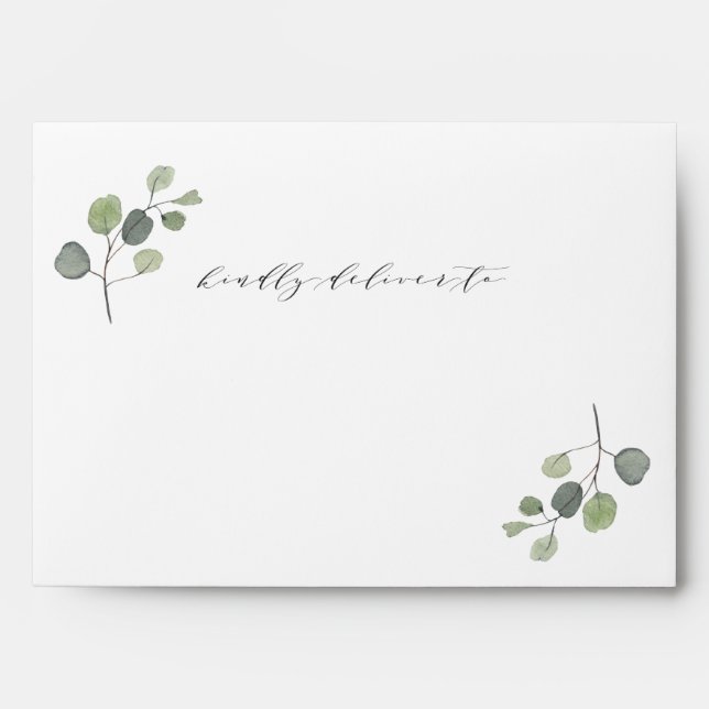 Minimal Eucalyptus Greenery Pre-Addressed Envelope (Front)