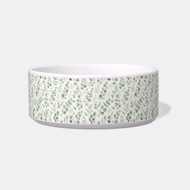 Minimal Eucalyptus Leaves Seamless Pattern Bowl (Front)