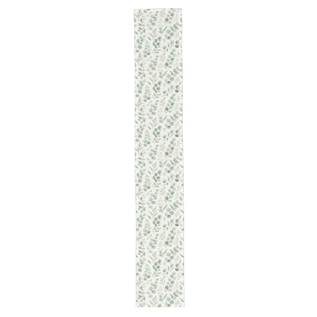 Minimal Eucalyptus Leaves Seamless Pattern Long Table Runner (Front)