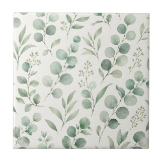 Minimal Eucalyptus Leaves Seamless Pattern Tile