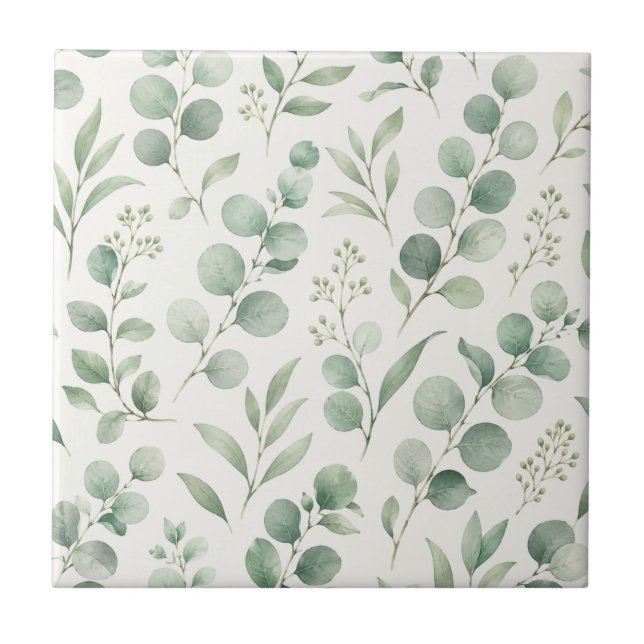 Minimal Eucalyptus Leaves Seamless Pattern Tile (Front)