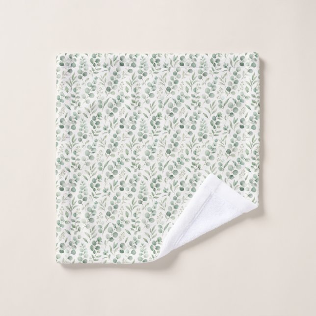 Minimal Eucalyptus Leaves Seamless Pattern Wash Cloth (Wash Cloth)