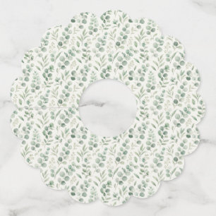 Minimal Eucalyptus Leaves Seamless Pattern Wine Glass Tag