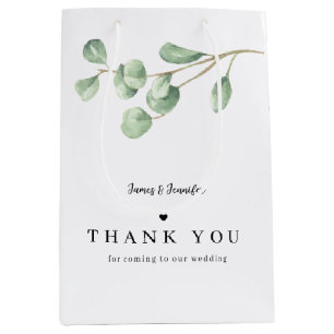Minimal Eucalyptus Thank You Medium Gift Bag
