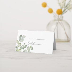 Minimal Eucalyptus Watercolor Wedding Place Card