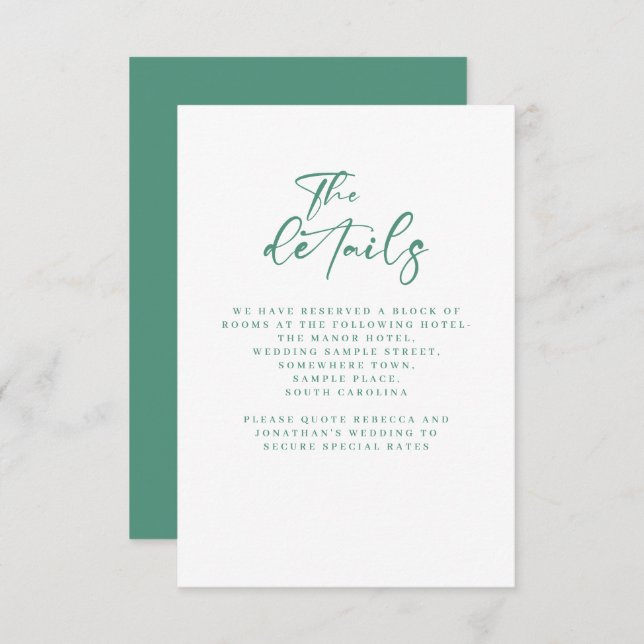 Minimal Eucalyptus Wedding Details Enclosure Card (Front/Back)