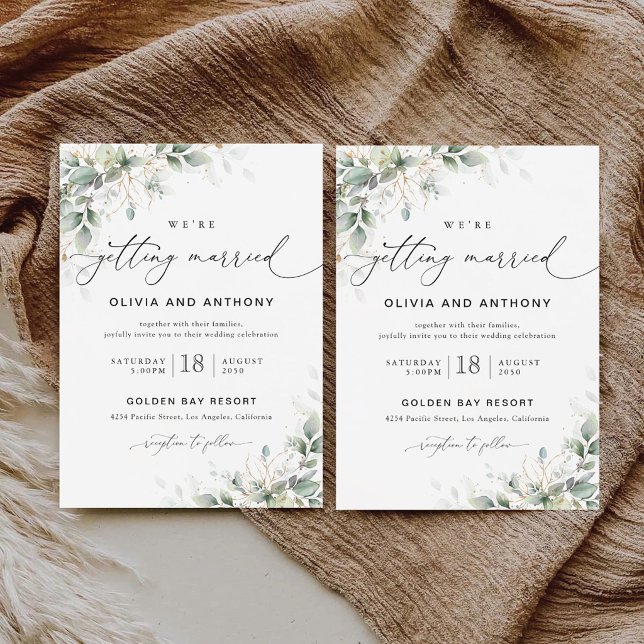 Minimal Eucalyptus Wedding Invitation (Creator Uploaded)