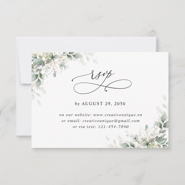 Minimal Eucalyptus Wedding Online RSVP Card (Front)
