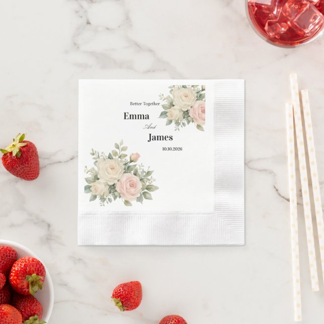 Minimal Eucalyptus Wedding Paper Napkin (Insitu)