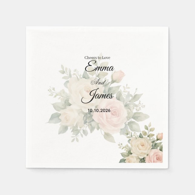 Minimal Eucalyptus Wedding Paper Napkin (Front)