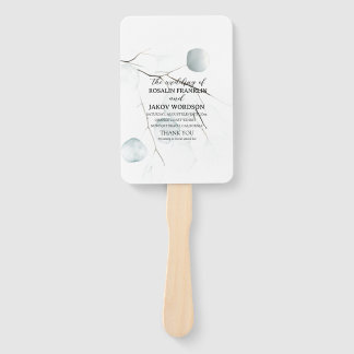 Minimal Eucalyptus Wedding Program Hand Fan