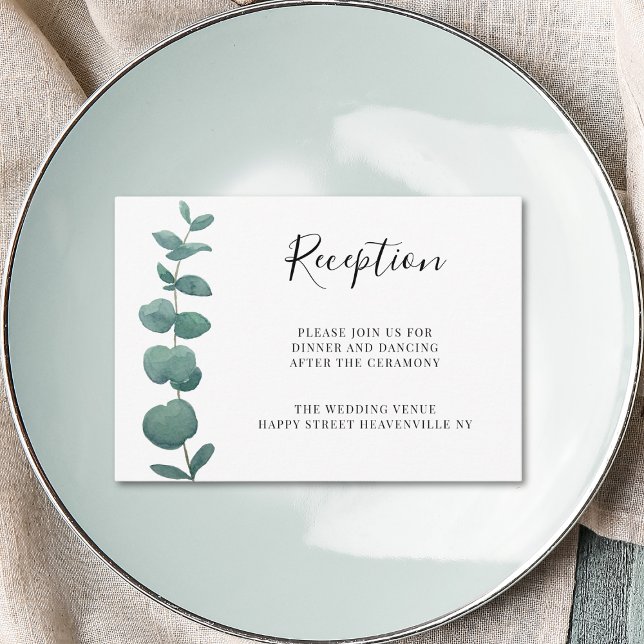 Minimal Eucalyptus Wedding Reception Enclosure Card (Creator Uploaded)