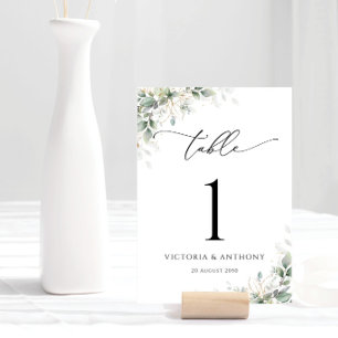 Minimal Eucalyptus Wedding Table Numbers