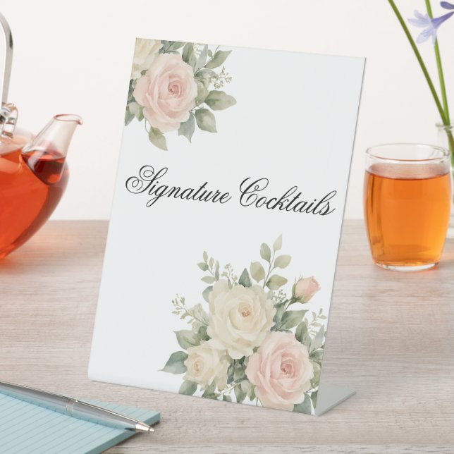 Minimal Eucalyptus Wedding Tabletop Sign (In SItu)