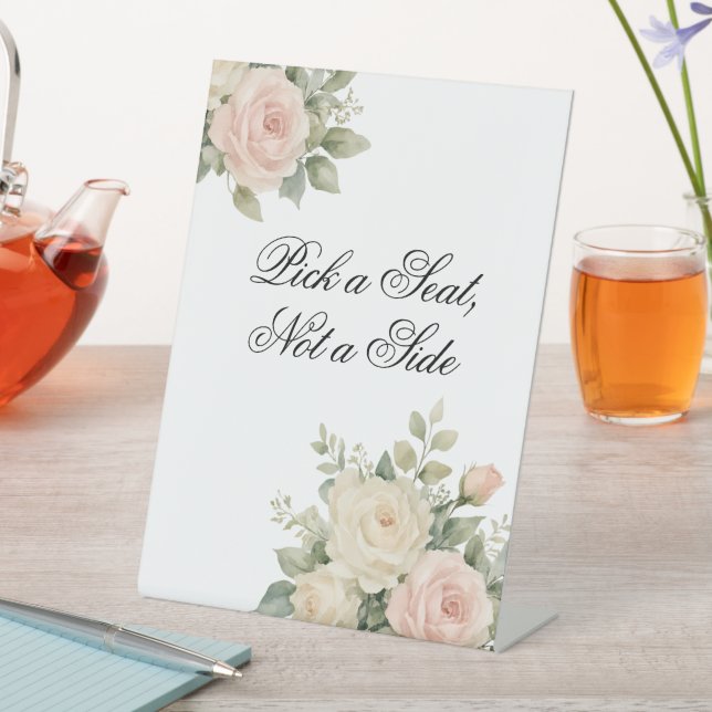 Minimal Eucalyptus Wedding Tabletop Sign (In SItu)