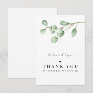 Minimal eucalyptus wedding thank you card