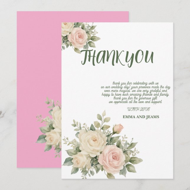 Minimal Eucalyptus Wedding Thank You Card (Front/Back)