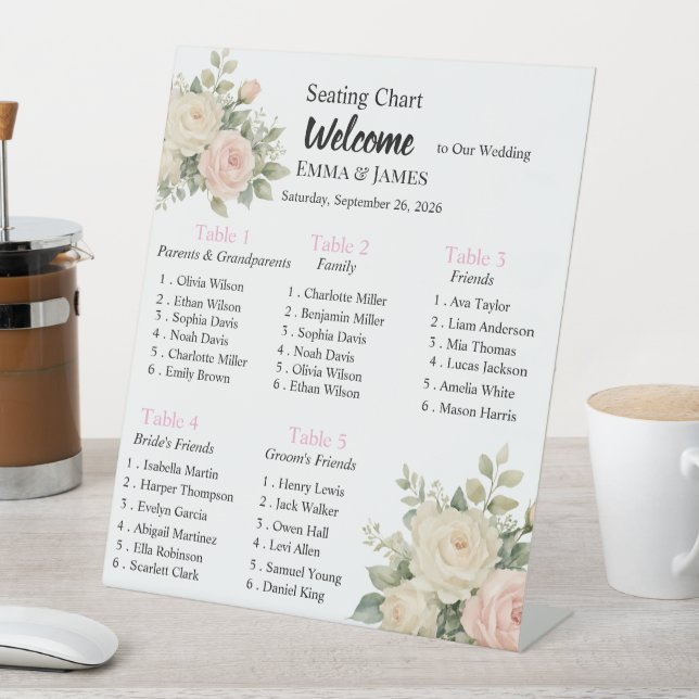 Minimal Eucalyptus Wedding Welcome Pedestal Sign (In SItu)