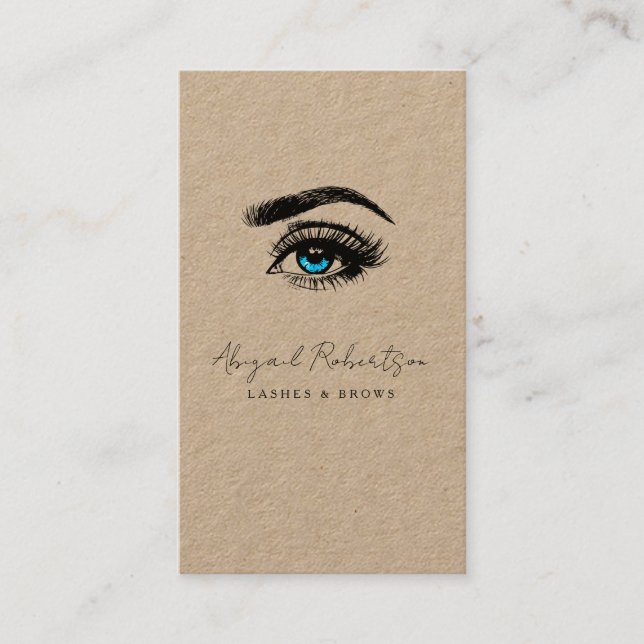 Minimal Eyelashes Business Card Kraft (Front)