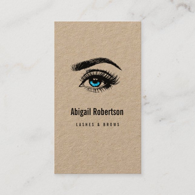 Minimal Eyelashes Business Card Kraft (Front)