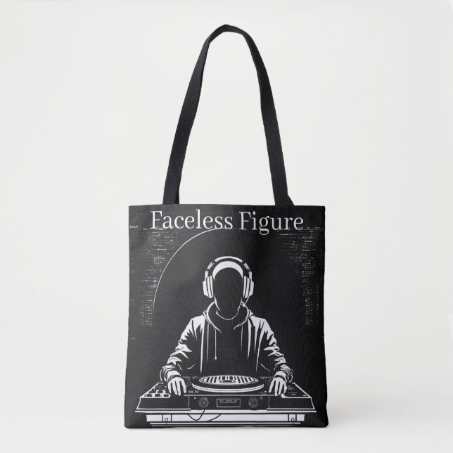 Minimal Faceless DJ Logo (Simple Line Vector) Tote Bag (Front)